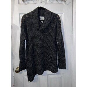 NEW YORK LAUNDRY Polyester Rayon Charcoal Gray Long Sleeve Cowl Neck Tunic Sz M